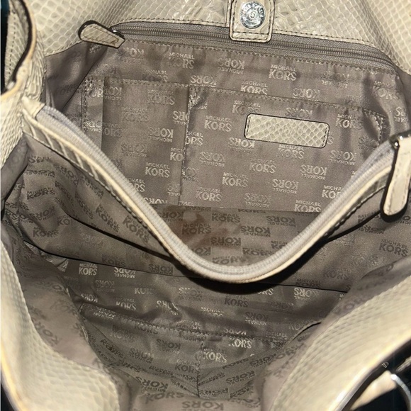 Michael Kors Beige Snake Print Satchel - Picture 3 of 3